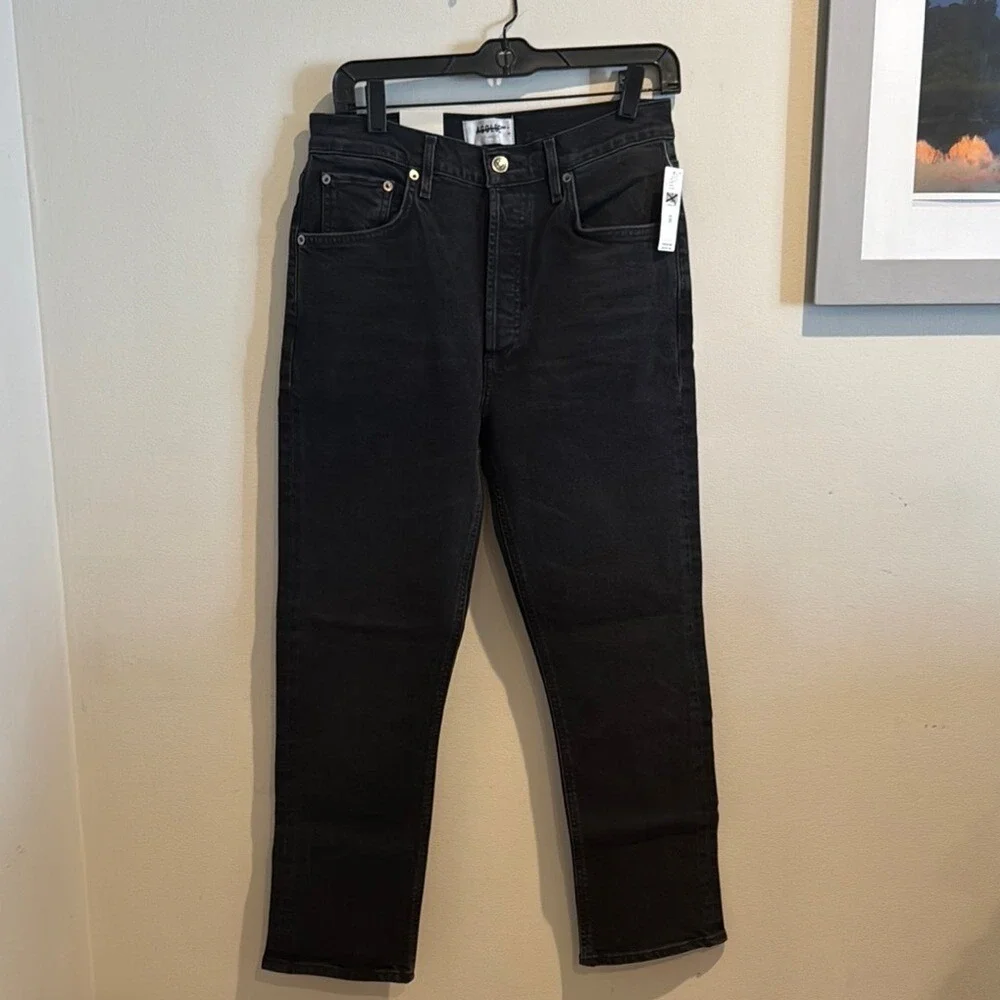NWT‎ AGOLDE Riley High Rise Straight CropIn Crushed back Size 28